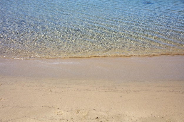 Plage de sable vide océan mer Égée eau gros plan Grèce vacances d'île Cyclades Espace