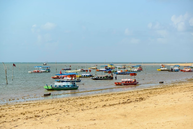 Plage Sao Miguel dos Milagres Alagoas Brésil Petits bateaux à Toque Beach