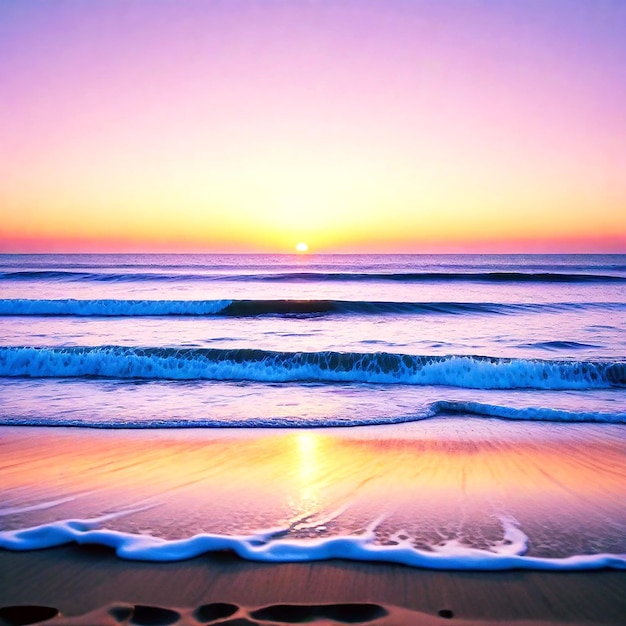 Une plage sereine au coucher du soleil