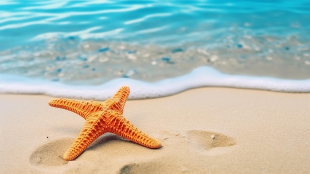 Plage tropicale avec étoile de mer sur le sable