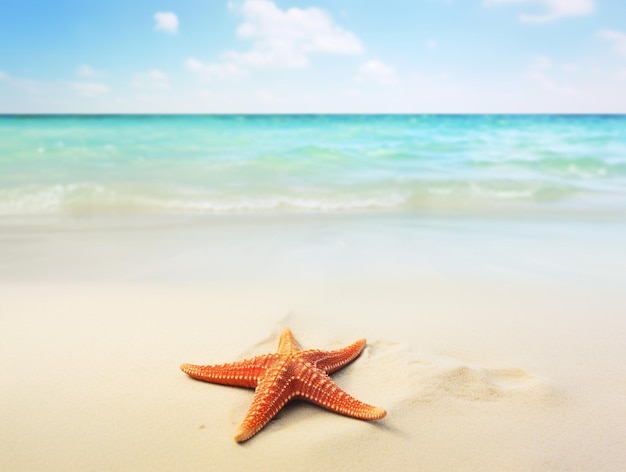 Plage tropicale avec étoile de mer sur le sable