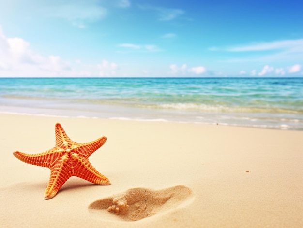 Plage tropicale avec étoile de mer sur le sable