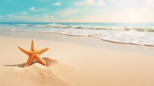 Plage tropicale avec étoile de mer sur le sable