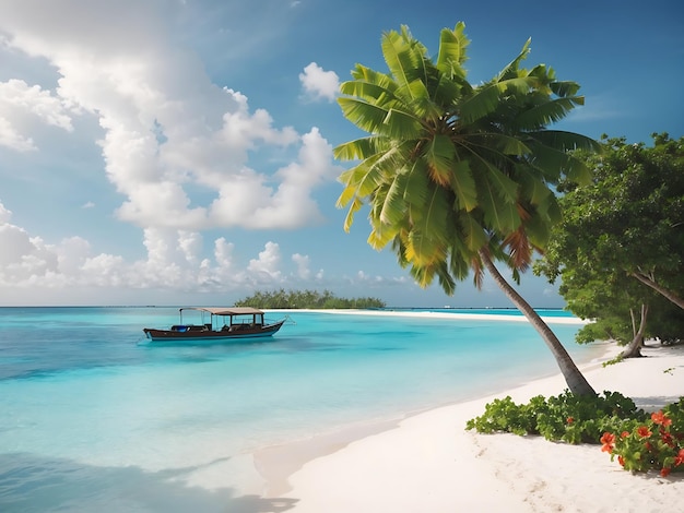 Plage tropicale sur l'île des Maldives