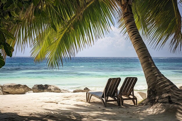 Une plage tropicale à l'ombre des palmiers