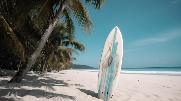 Plage tropicale avec paddleboard
