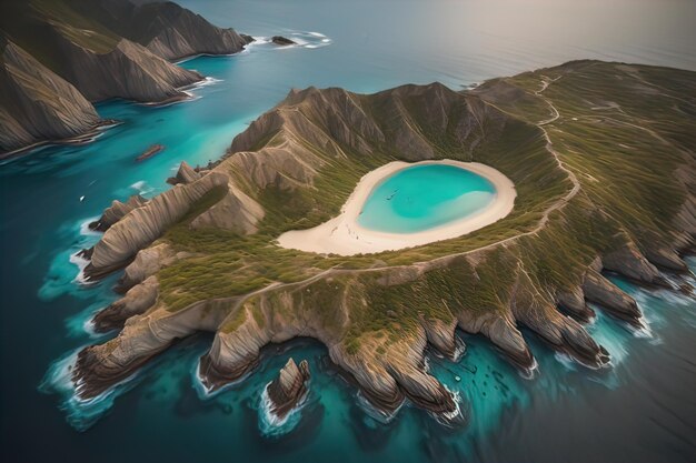 Plage tropicale avec des palmiers et du sable blanc