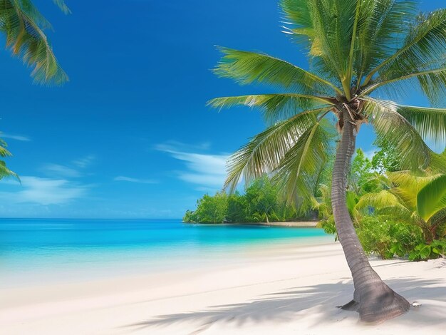 Une plage tropicale sereine avec des palmiers