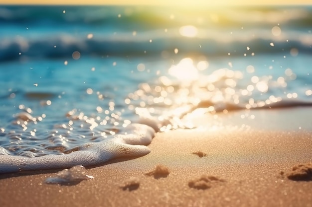 Une plage avec une vague entrant dans l'eau