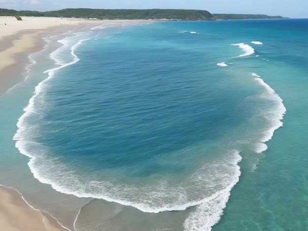 Une plage avec des vagues holographiques