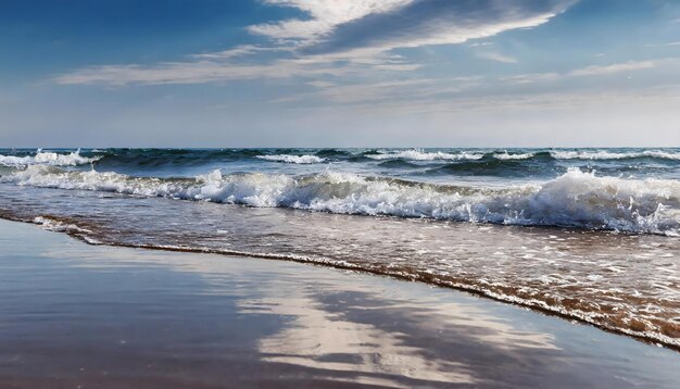 Plage avec des vagues qui entrent et sortent IA générative