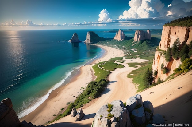 Une plage avec vue sur la mer