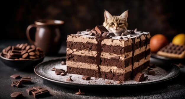 Le plaisir du chocolat avec un ami chat