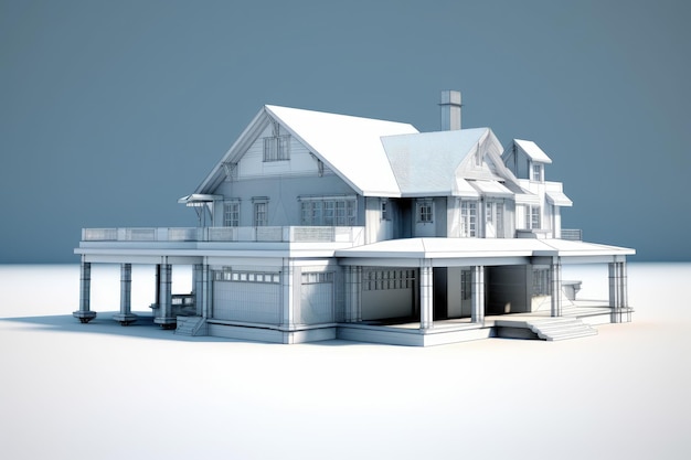 Plan 3D d'une maison avec un fond blanc