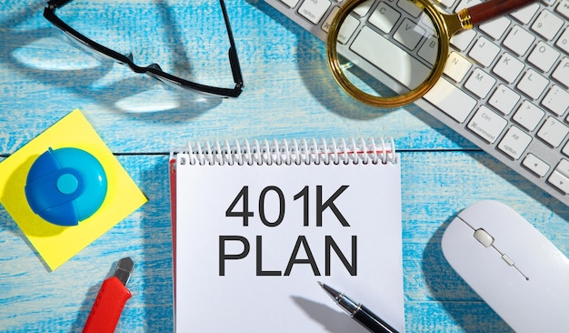 Plan 401K sur bloc-notes Concept d'entreprise