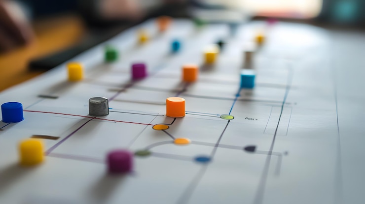 Photo plan d'affaires avec un plan d'action détaillé et un calendrier