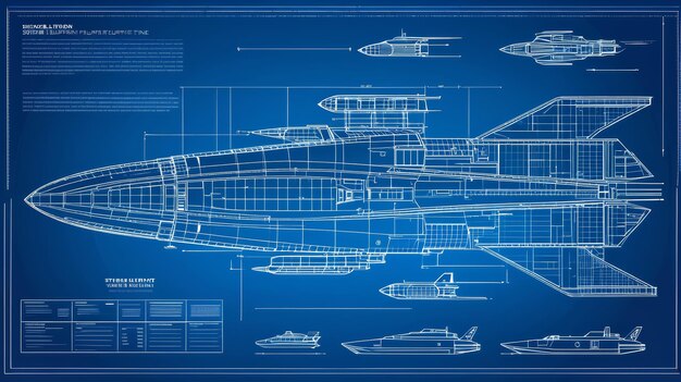 Le plan d'un avion de chasse