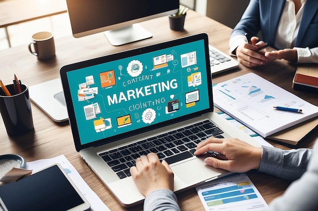 Plan de contenu de marketing numérique Concept de stratégie publicitaire