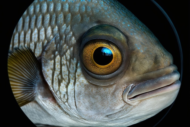 Plan détaillé d'un œil de poisson Dorade commune Abramis brama