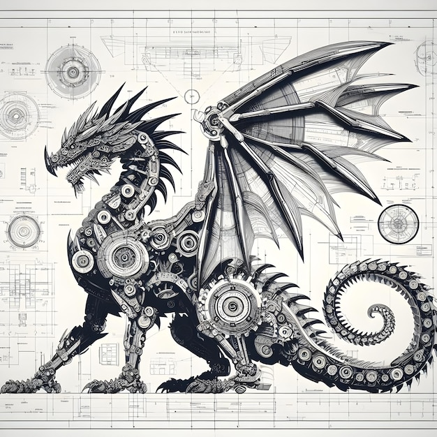 Le plan d'un dragon mécanique