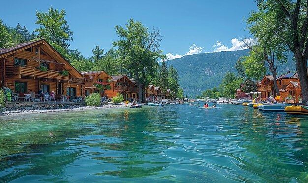 Photo un plan d'eau qui a une montagne en arrière-plan