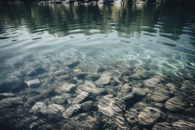 Un plan d'eau avec des rochers IA générative