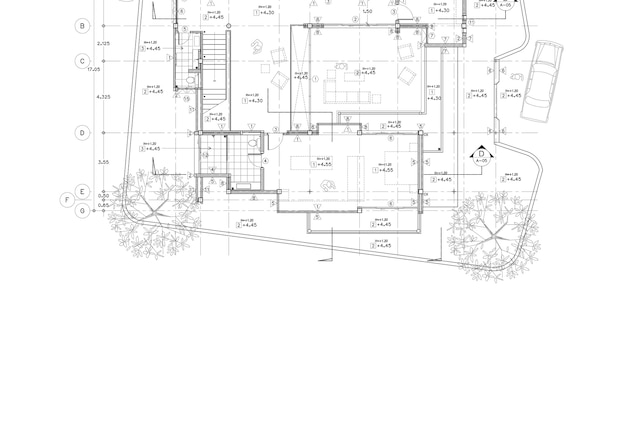 Plan d'étage conçu bâtiment sur le dessin