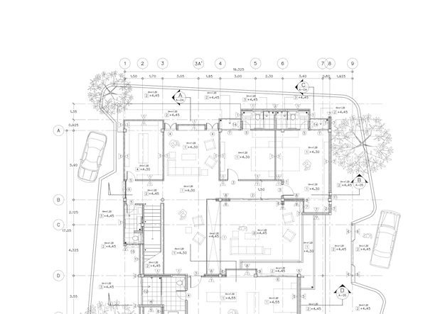 Photo plan d'étage conçu bâtiment sur le dessin