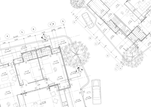 Plan d'étage conçu bâtiment sur le dessin