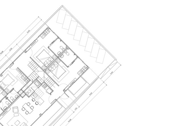 Photo plan d'étage du bâtiment conçu sur le dessin