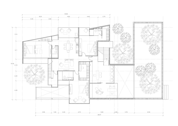 Plan d'étage du bâtiment conçu sur le dessin