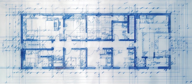 Plan d'étage imprimé IA générative, arrière-plan architectural, dessin technique