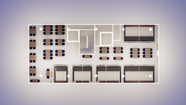 Plan d'étage isométrique intérieur 2d 3d d'une salle à manger entièrement meublée