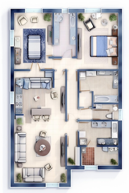 plan d'étage pour deux appartements