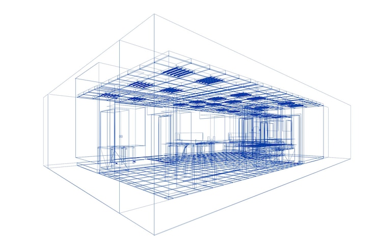 Photo plan intérieur sur rendu 3d blanc