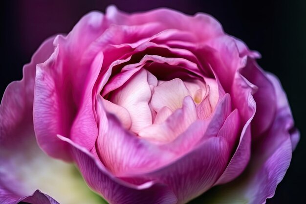 Plan macro sur la fleur d'eustoma avec vue rapprochée de ses pétales délicats et de ses couleurs vibrantes