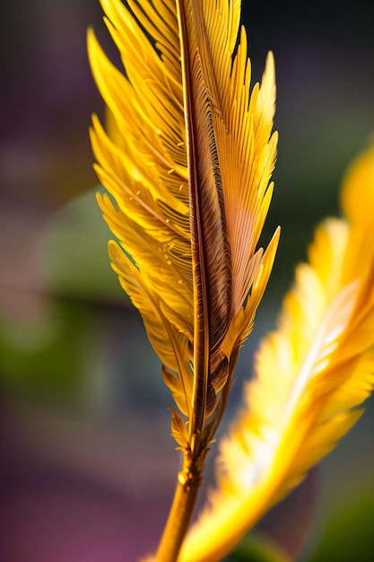 Plan macro sur le fond de la plume d'or