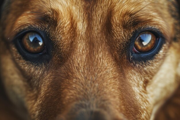 Photo plan macro sur les yeux d'un chien animal mignon ia générative