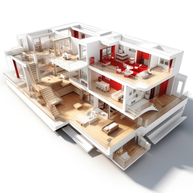 Photo plan de la maison avec des plans sur le dessus