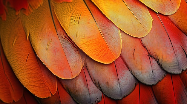 Photo plan rapproché de plumes de faisan doré chinois, une belle combinaison de couleurs pour l'image d'arrière-plan ia générative