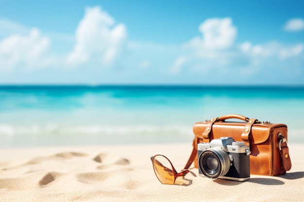 Photo plan de vacances tropicales avec une caméra