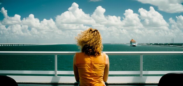 Plan vertical de Miami en Floride avec une belle jeune femme forte