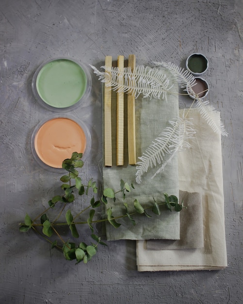 planche d'ambiance de palette de couleurs pour la décoration et la décoration d'intérieur