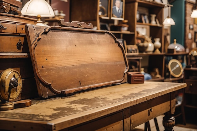 Une planche en bois dans un magasin d'antiquités vintage