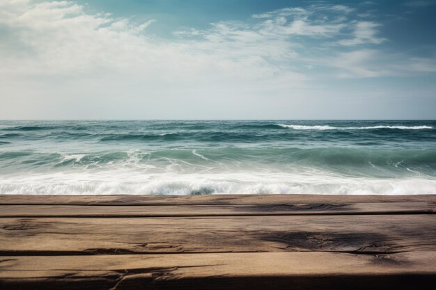 Photo planche en bois avec fond de mer