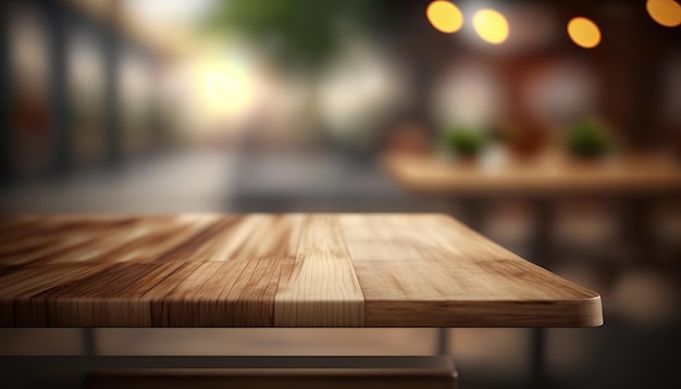 Planche en bois et table en bois, pour la présentation et le merchandising des produits. IA générative.