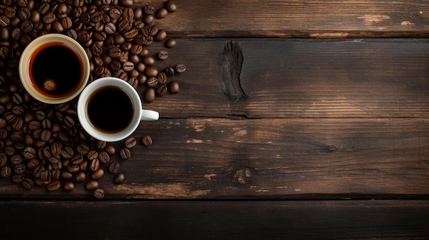 Photo planche à café avec des grains de café sur fond texturé foncé ai générative