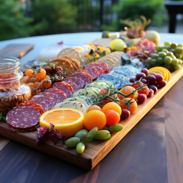 Planche de Charcuterie Artistique Colorée Gourmet Parfaite pour Recevoir