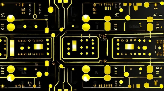 Photo planche de circuit futuriste uhd de haute qualité arrière-plan en jaune foncé