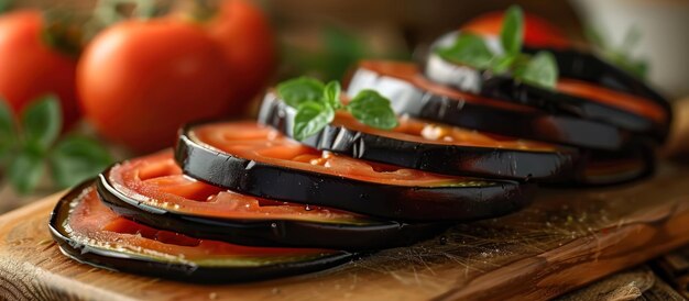 Photo planche à couper en bois avec des légumes tranchés